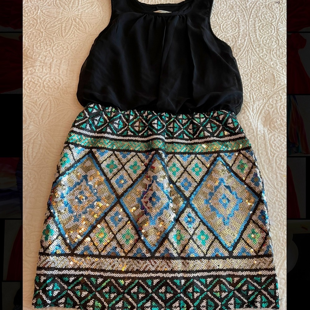 Poppies and Rose Dress - L junior black/multicolor